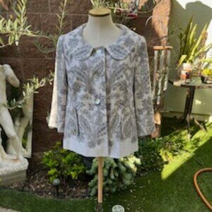 Loft Grey and white jacket/top with abalone buttons
